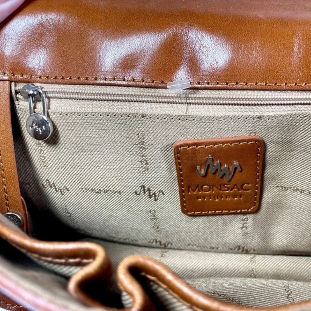 Monsac Cognac/Brown Leather Purse/Clutch - Picture 3 of 7